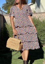 NWT Vintage Retro Style Gorgeous Dress Midi Dress Black Check Tie Back Size SML