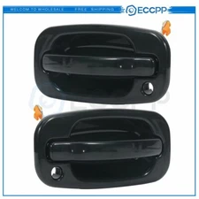 ECCPP (2) Door Handle FOR 99-07 Chevy GMC Exterior Smooth Black Front Right Left