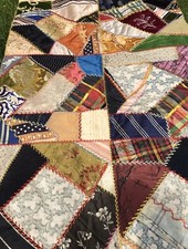 Antique Silk  Cotton Fabric Crazy Quilt Piece 4 study restoration textile art