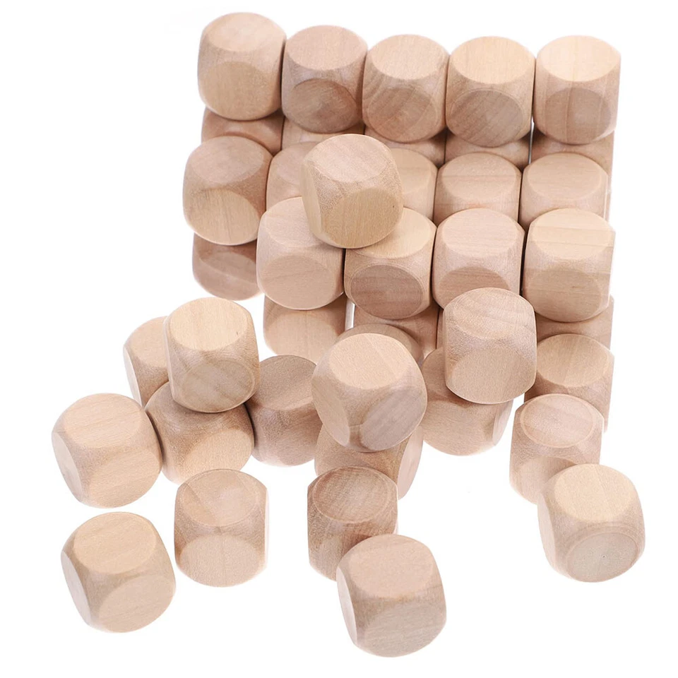 Wooden Plain Dice Beech Dices Cube Cubes Blank Plain Unpainted Wood Six Sided - Image 4 of 4
