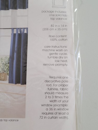 2004 Target Home Single Cotton Window Valance Solid Tab Top 82" x 14" - New NIP - Picture 9 of 40