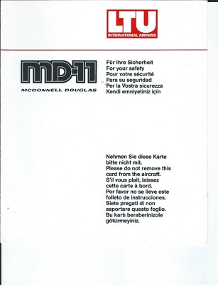 Safety Card - LTU International Airways - MD-11 - c1991 (SC318)