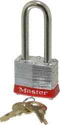 Master Lock Red Lockout Padlock: Keyed Different, 2" High, Conductive