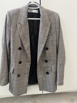 Zara Wool Houndstooth Blazer Oversized Fit UK