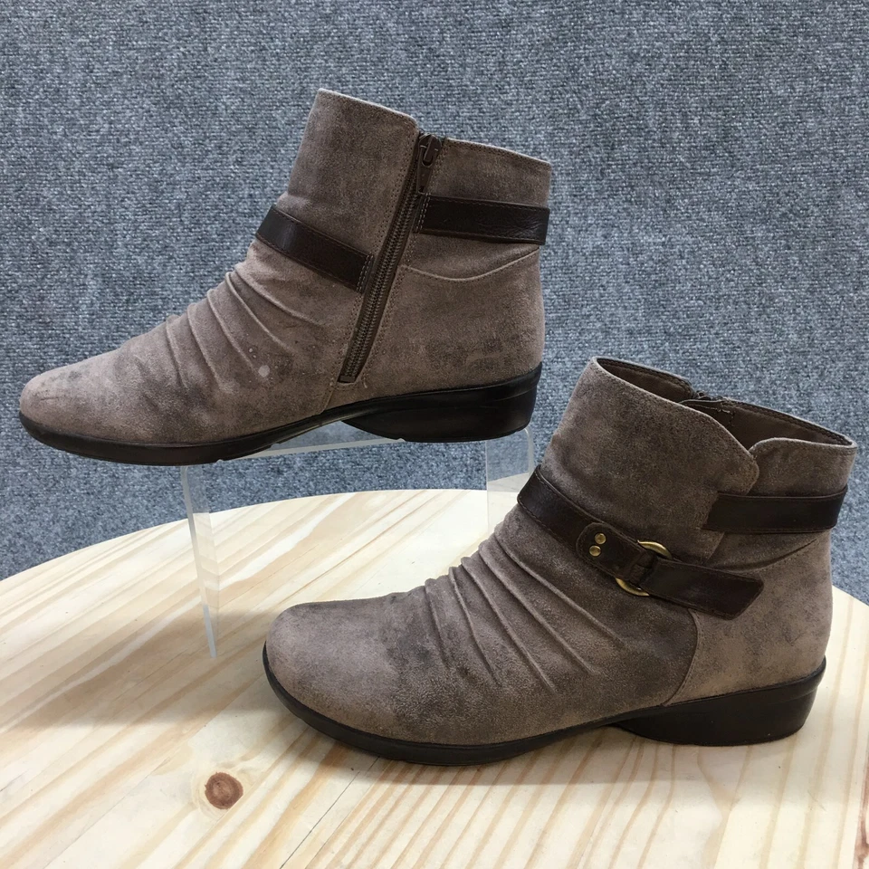 Natural Soul Boots Womens 8W Coltrane Ankle Bootie Brown Faux Leather Buckle Zip - Image 2 of 4