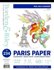 Borden And Riley 234 Paris Paper for Pens 9x12 Inch 108 lb Acid Free 40 Sheets