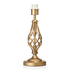 Traditional Sleek Satin Gold Brass Table Lamp Base with Twist Metal Stem Desi...