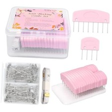 130Pcs Knit Blocking Combs Pins Kit, 20Pcs Pink Color Knit Blockers Pins Kit,