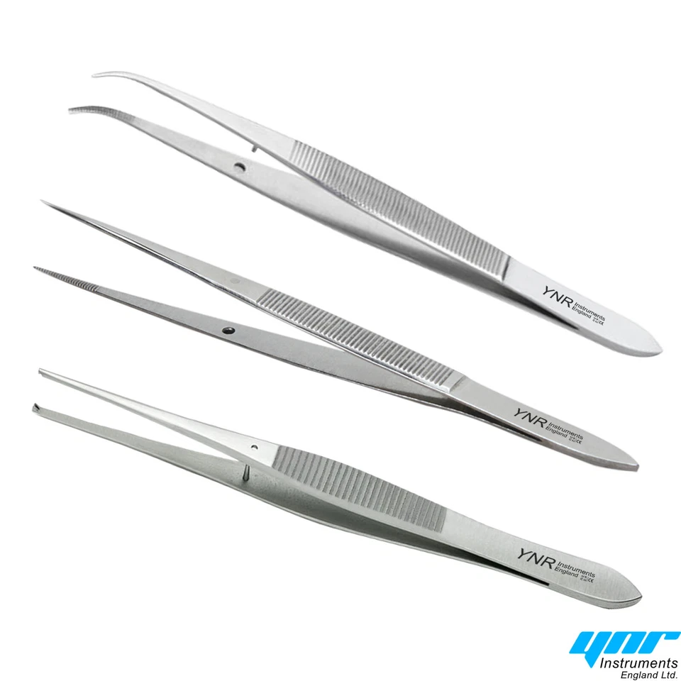 IRIS SERRATED TOOTHED CURVE SURGERY DISSECTING DRESSING FORCEPS TWEEZERS 10 cm - Image 1 of 4