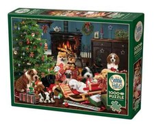 Christmas Puppies 1000 Piece Jigsaw Puzzle Cobble Hill New