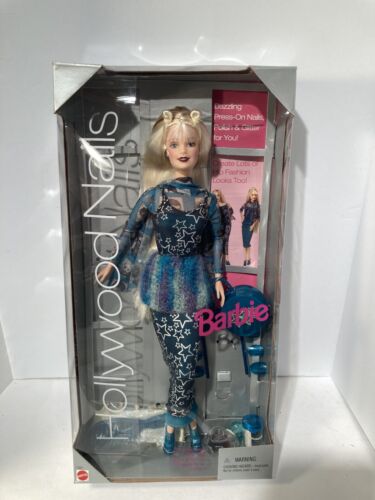 HOLLYWOOD Nails Barbie Doll Mattel 17857 Blonde Teal Eyes 1999 Box Damage - Afbeelding 1 van 24