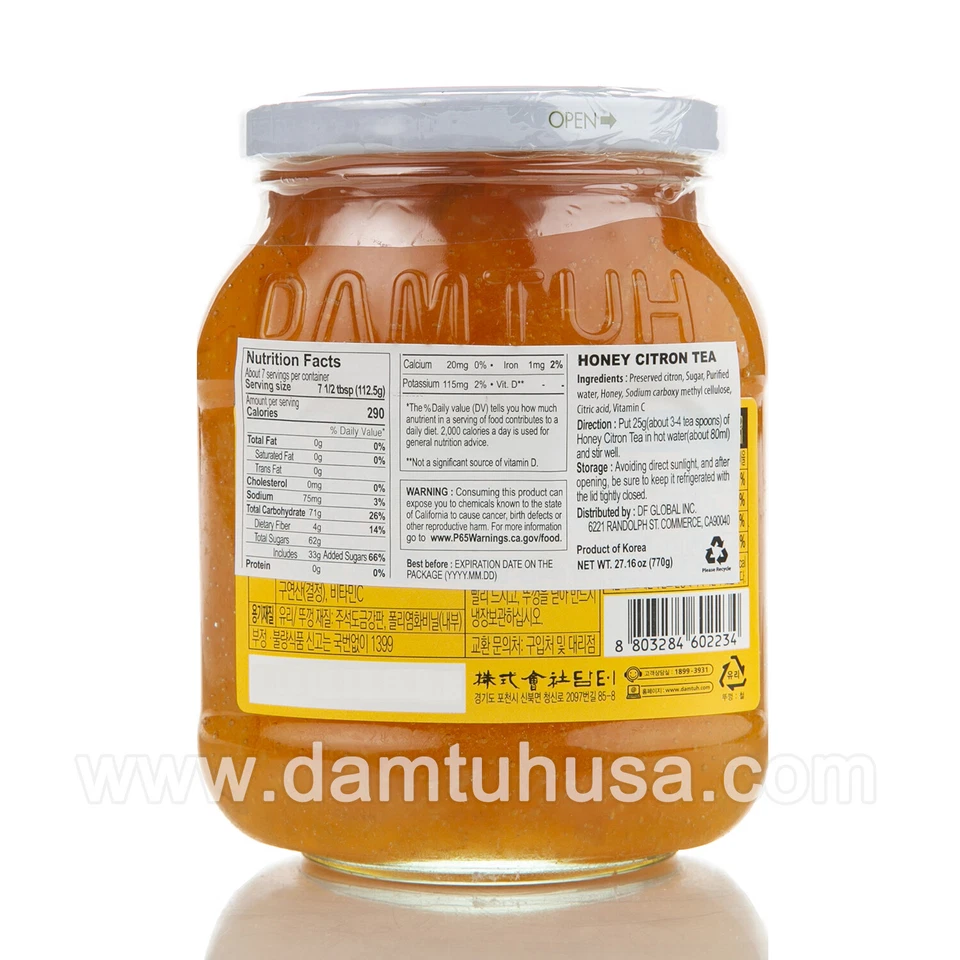 DAMTUH 蜂蜜韩国 Citron Marmalade 茶 1.7 磅 x 1 瓶草药茶 — 第 3/4 张图片