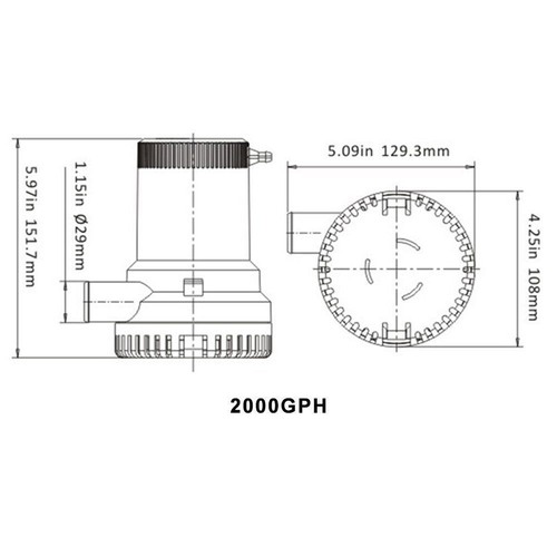 2000GPH Bilge Boat Marine Water Pump 12V Submersible Plumbing Electric Pumps - Picture 13 of 13