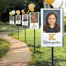 2026 Graduation Decorations - K-12 Yard Signs with Ground Stakes - Gold Graduati