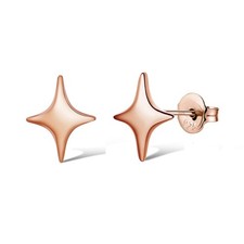 Rose Gold Plated Stars Stud Earrings for Women 14K Rose Gold Stud Earrings for H