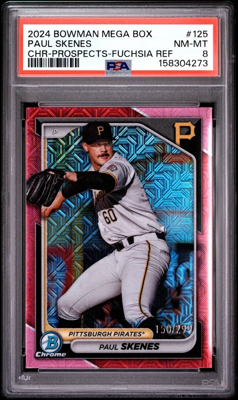 2024 BOWMAN MEGA BOX CHROME PROSPECTS #125 PAUL SKENES 150/299 PSA 8