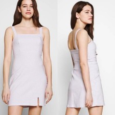 Hollister Purple Lavender Check Bare Structured Dress SIZE MEDIUM