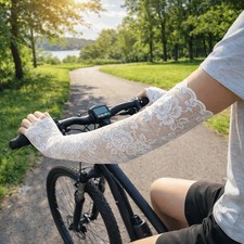 1 Pair Fashion UV Protection Arm Sleeves Long Breathable Lace Arm Sleeve Fingerl