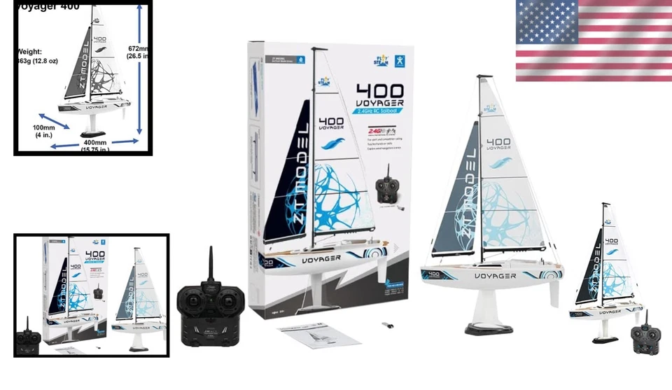 Velero eólico RC azul - 26" de alto Foto 2 de 4