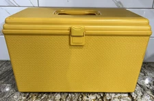 Vtg Wilson Wil-Hold Gold Sewing Box Tray Notions 14 1/4" x 9 1/2" x 8 1/4"🇺🇸