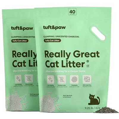 Tuft & Paw Really Great Cat Litter, Low Tracking Tofu Cat Litter, Clumping, F...