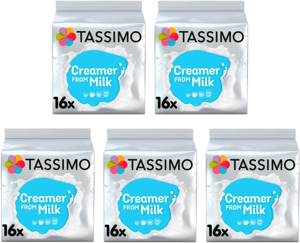 Tassimo Milk Creamer Pods x16 (Pack of 5, Total 80 Drinks)