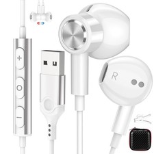 USB Earbuds with Microphone for PC,7.5ft USB A Headphones for Computer Laptop...