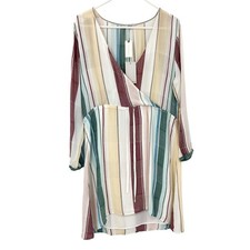 BRAND NEW Rails Becca Cusco Striped Faux Wrap Dress Lightweight Size Small