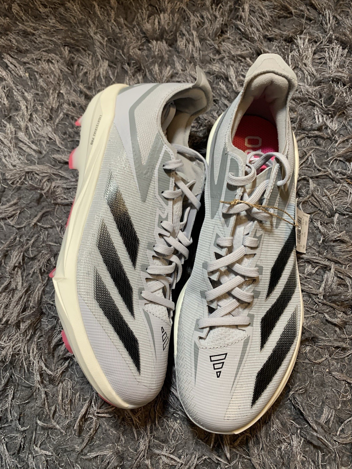 adidas Men’s 9.5 ADIZERO Electric+ TPU Baseball Cleats Light Grey Black ID0942 thumbnail 5