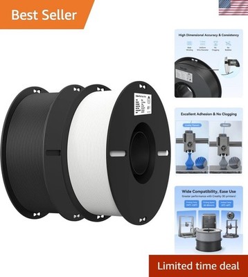 Cost-Effective 2kg Black & White PLA Filament Bundle - Smooth Printing Guarantee