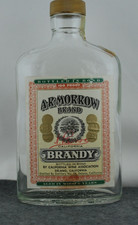 Botella de brandy de uva California marca A-R-Morrow de colección con sello fiscal media pinta