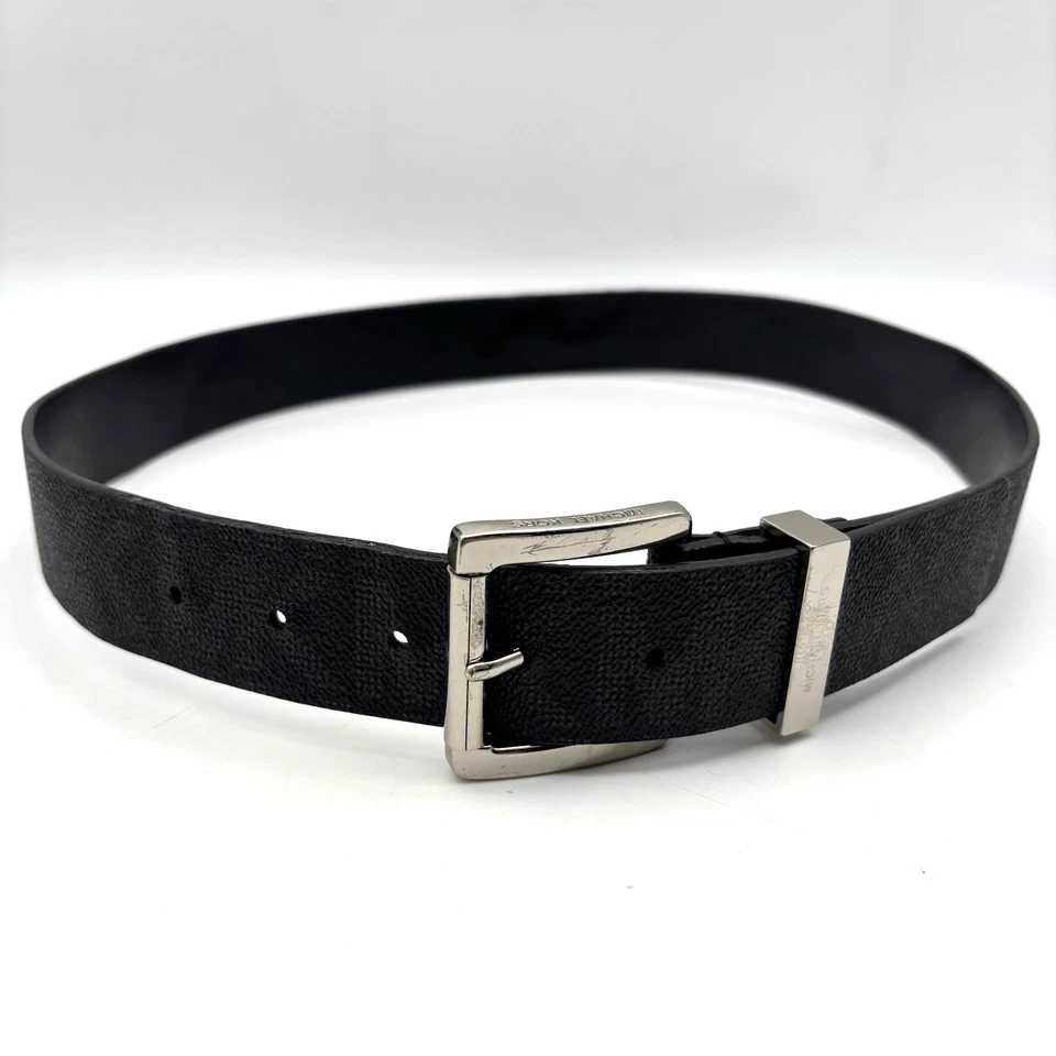 Cinturón para mujer Michael Kors 553143 negro gris MK monograma imitación cuero M 32-36" Foto 4 de 4