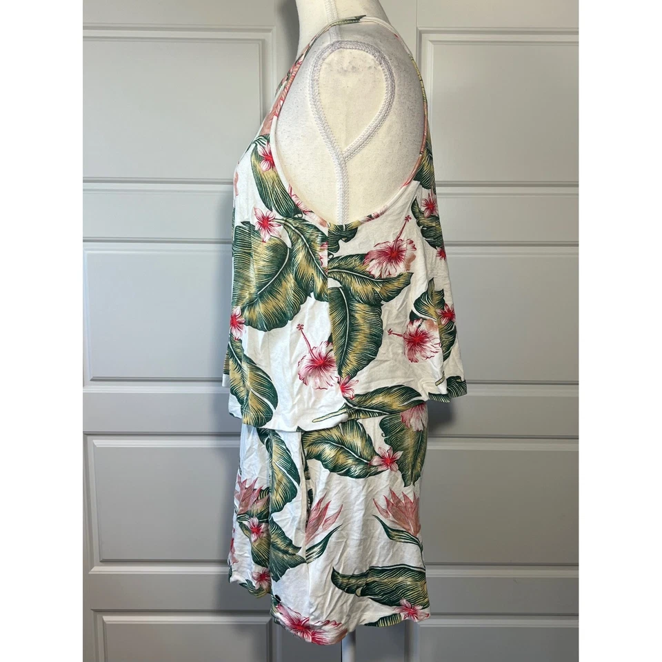 Roxy Women's Tropical Floral Print Halter Romper Jumpsuit L - Image 3 of 4