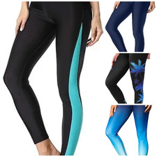 Womens Swim Leggings High Waist Chlorine Resistant Sport Swim Pants Pool Traning