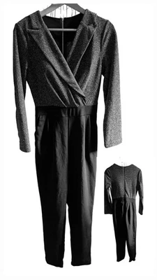 🖤 Combinaison Pantalon Noir/argenté Taille M - Photo 1/4