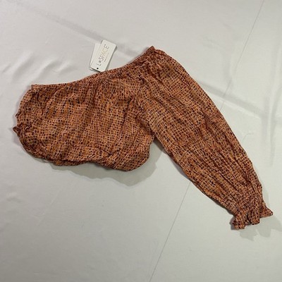 NWT Women s XS L*SPACE Nia Top Wild Bunch Animal Print One Shoulder Crop Top
