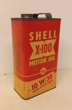 Vintage 1 gallon Shell Motor Oil tin X-100 Multigrade .Empty !