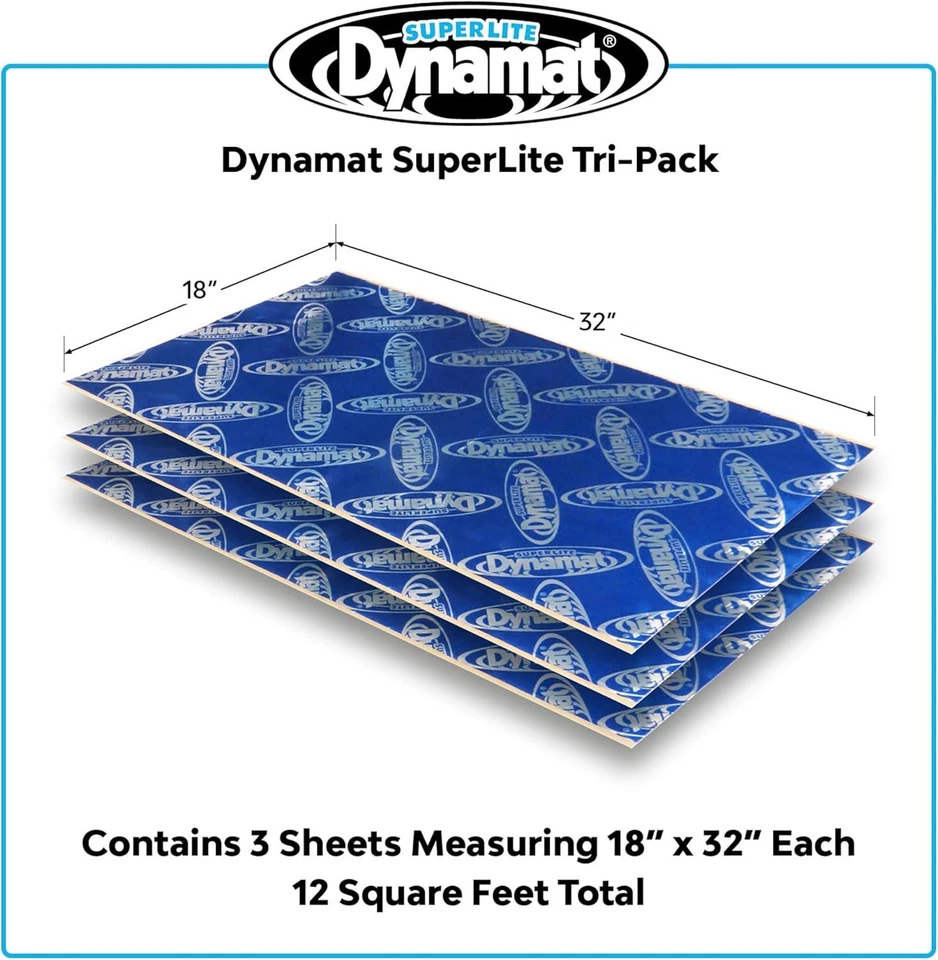 Dynamat 10612 18 x 32 дюйма самоклеящийся звукоизолятор с Superlite Tri-Pack, - Изображение 3 из 4