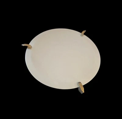 Vintage Kensington Aluminum Cortez Platter 12" Art Deco Tray Brass Feet Lurelle - Image 1 of 4