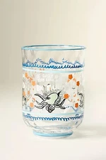 New Anthropologie Tinned Fish Juice Glass- Blue Octupus