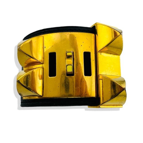 HERMÈS Bracciale HERMES Collie de Chien Bracciale Oro Nero Accessori Donna