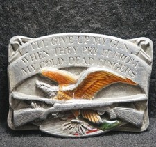 WI07153 VINTAGE 1983 I'LL GIVE UP MY GUN... MY COLD DEAD FINGERS BELT BUCKLE