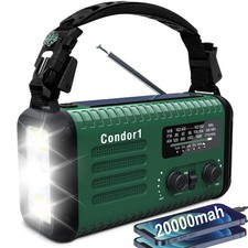 NOAA Weather Radio 20000mAh Solar Hand Crank USB-C - Emergency Power Supply