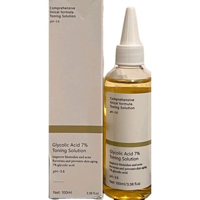 Glycolic Acid 7% Toning Solution Reverses Skin Aging 3.38 oz (100ml) Free Ship