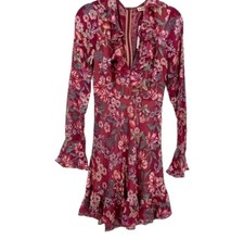 For Love & Lemons Womens M Gracie Silk Blend Velvet Burnout Floral Dress Fairy