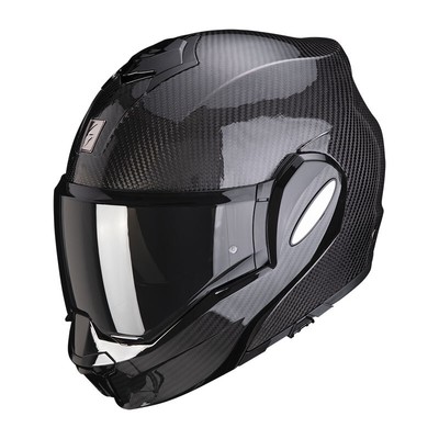 MODULARER MOTORRADHELM SCORPION EXO TECH CARBON SOLID SCHWARZ TOURING KLAPPBAR