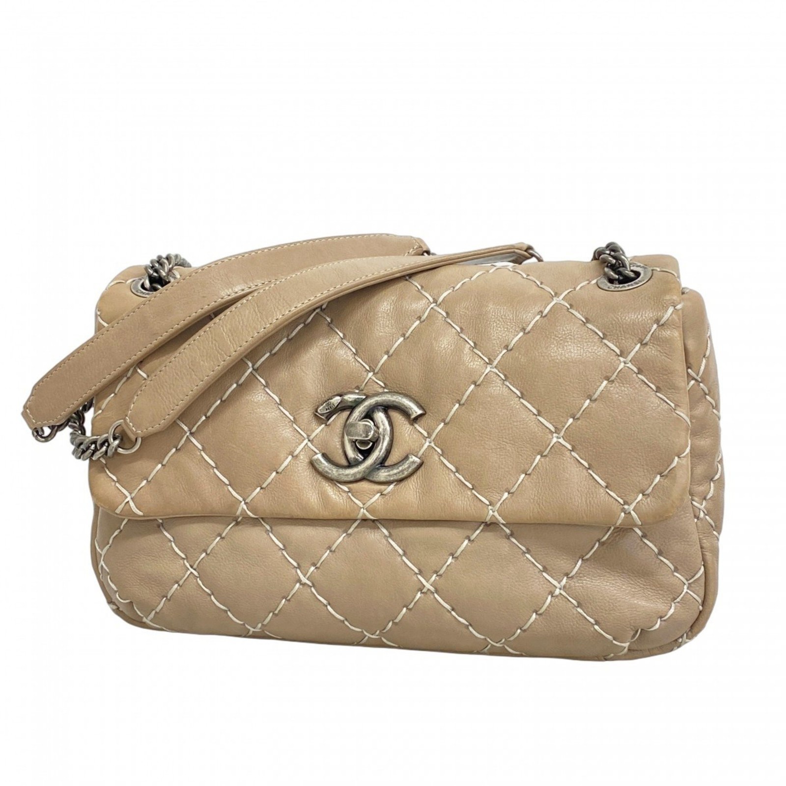 CHANEL Greige Leather Wild Stitch Shoulder Bag for Women GZl19ru8  -image