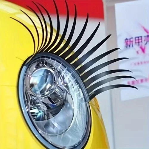 2PCS Car Eyelash Headlight Stickers Cute False Eyelashes Auto Decor image 2