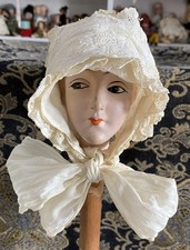 Antique 6 Across Bonnet For Antique Or Early Doll Lot G162