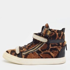 Giuseppe Zanotti Coby Size 39.5 Brown Leopard Print Calf Hair and Leather
